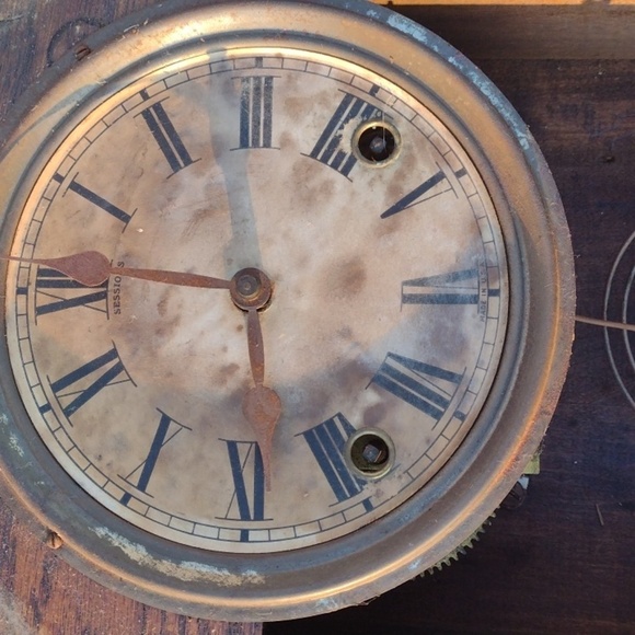 Mid 1800's Sessions Wooden Wall Clock with Gold Accents - Picture 4 of 8